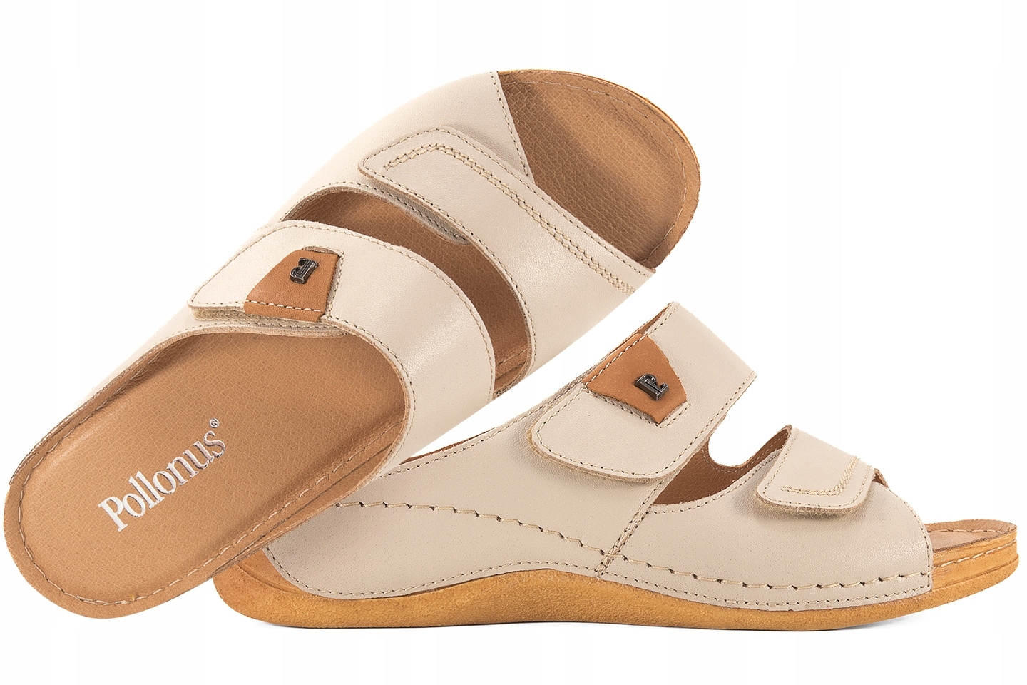 Pollonus 0821 Nazouváky Dámské Komfort Kožené Koturn Pu vanilka 40 Béžová