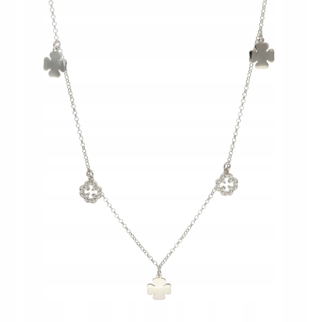 Náhrdelník čtyřlístek se zirkony stříbro