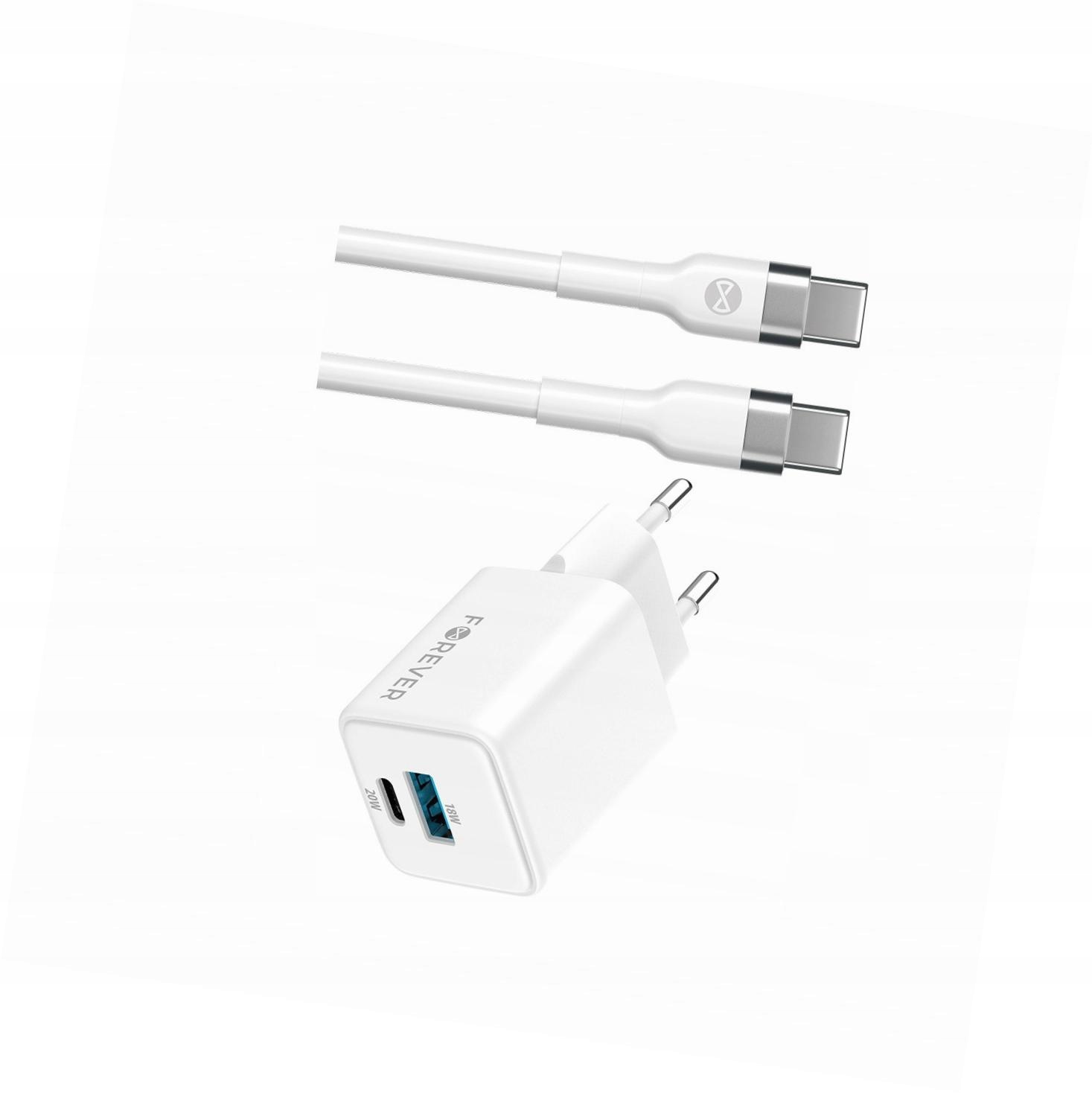 Szybka ładowarka GaN 20W 2 wejścia Usb i Usb-c z kablem do Oppo A53 5G