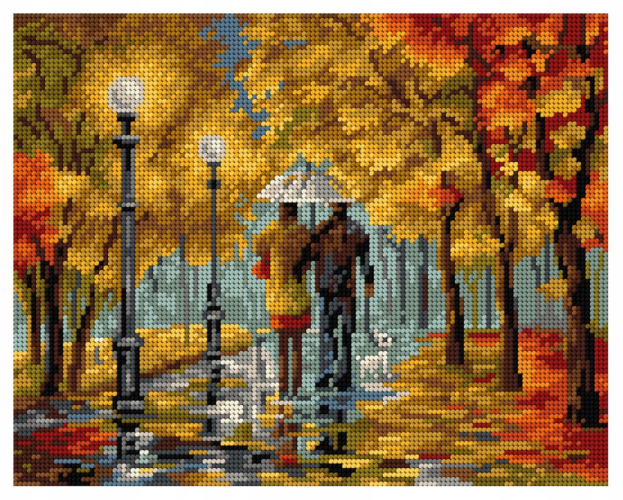 Vyšívací sada s dešťovými křížky podzim 6034 +mulina 24x30 Ariadna