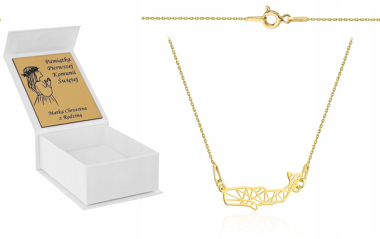 Zlatý náhrdelník Velryba Origami stříbro 925