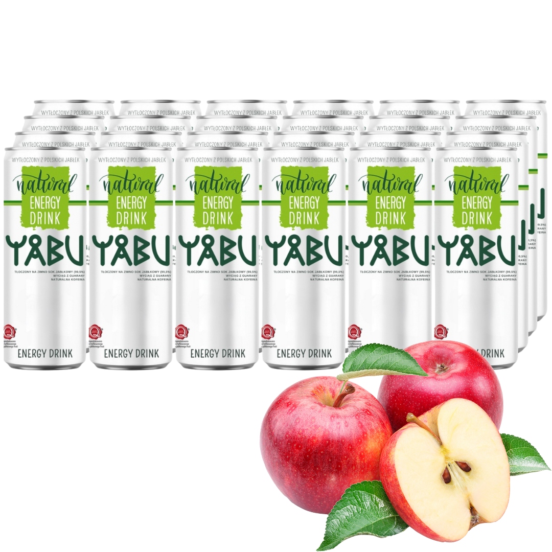 Yabu Natural energy drink s jablečnou příchutí bez cukru 250 ml x 24 kusů