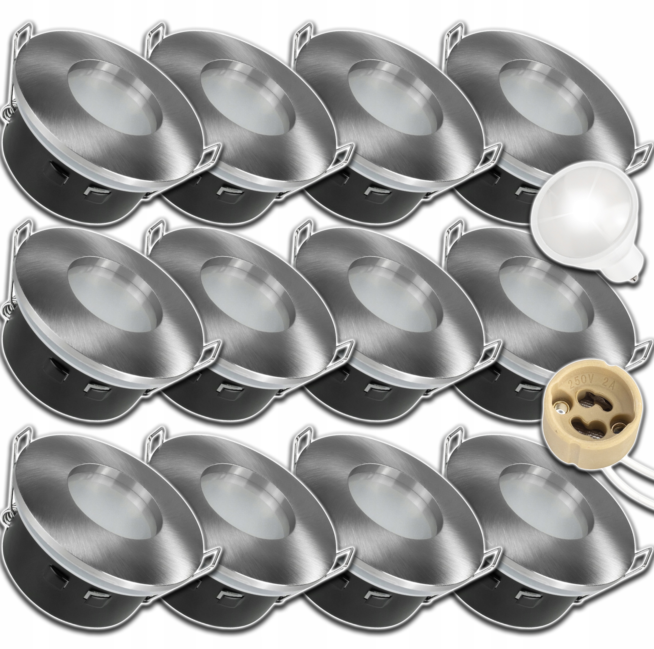 12x Stropní Svítidlo Pro Podbití Hermetik IP64 Vnější Stříbrné KOLO+GU10