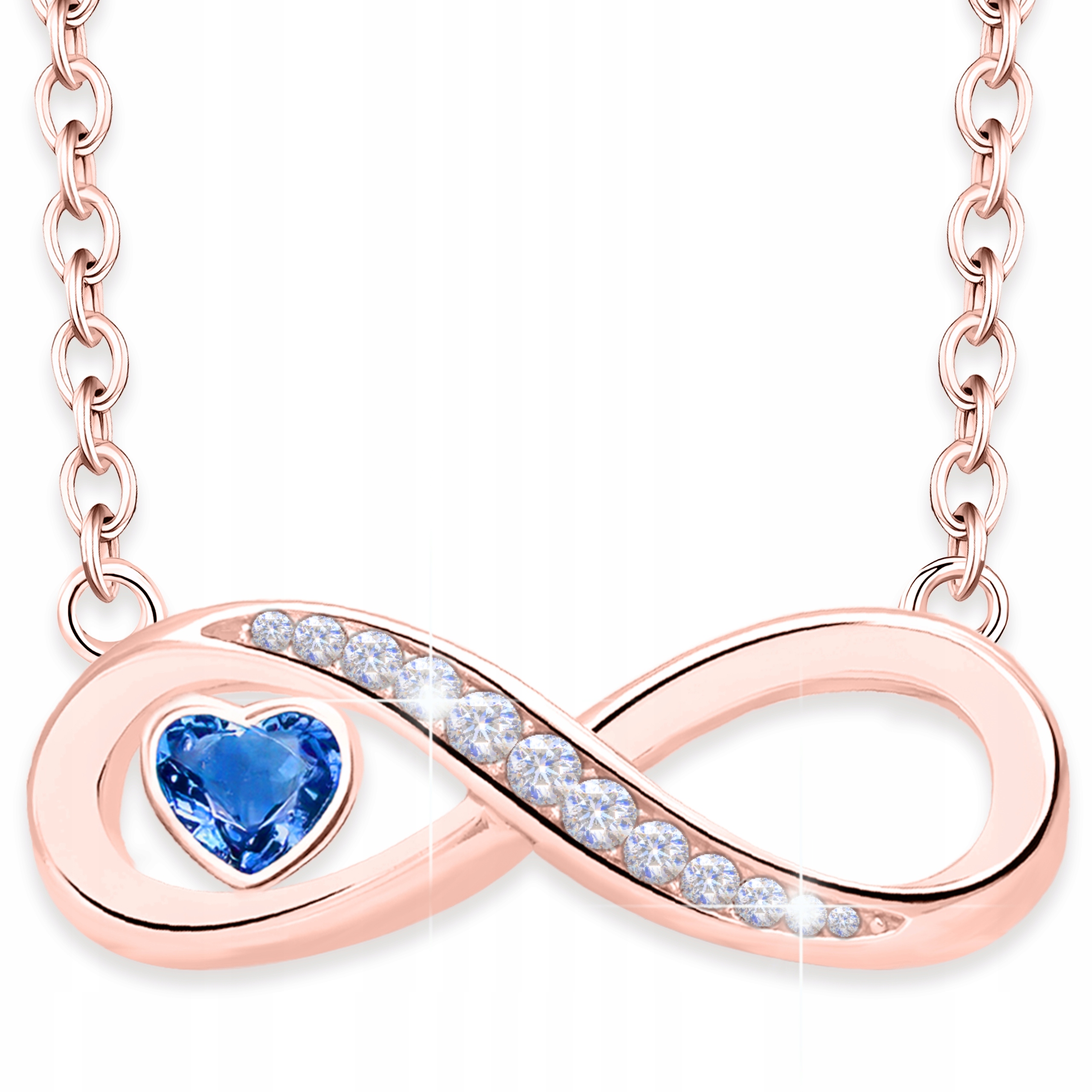 Pozlacený náhrdelník Křišťálové srdce s nekonečnem Srdce Stříbro 925