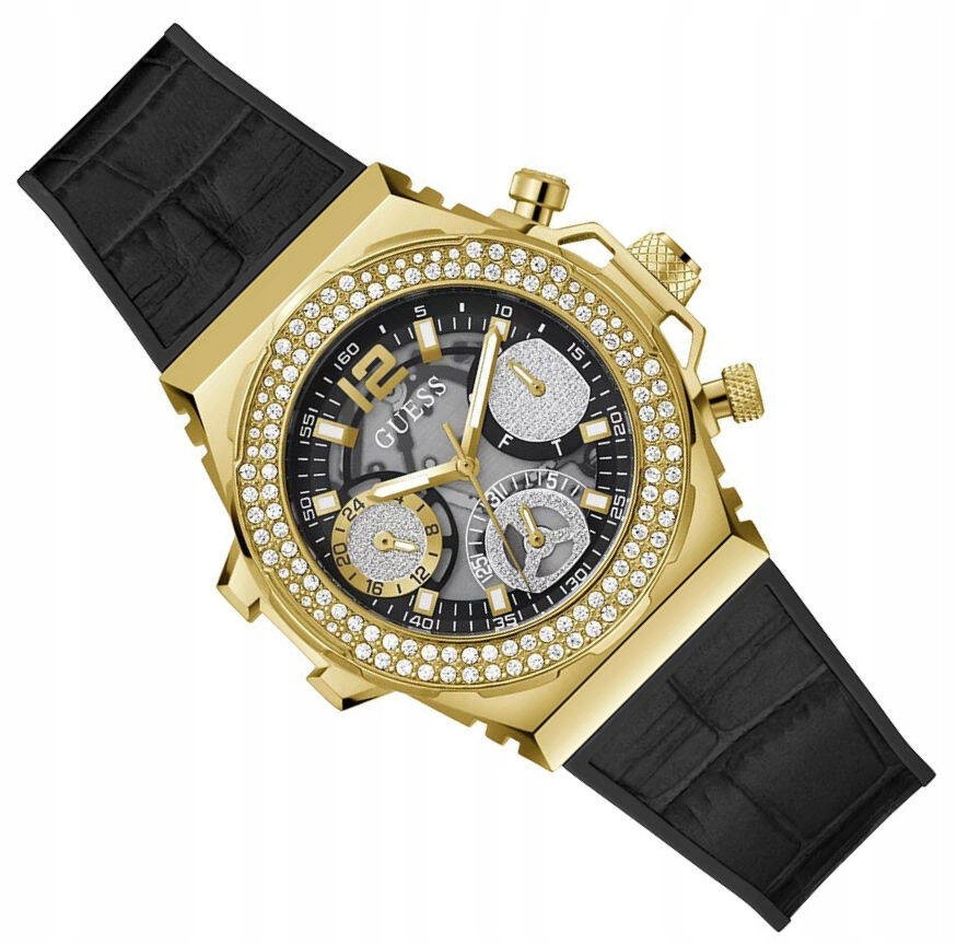 Dámské Elegantní Zlaté Hodinky Guess Fusion GW0553L4 Zdobené Zirkony