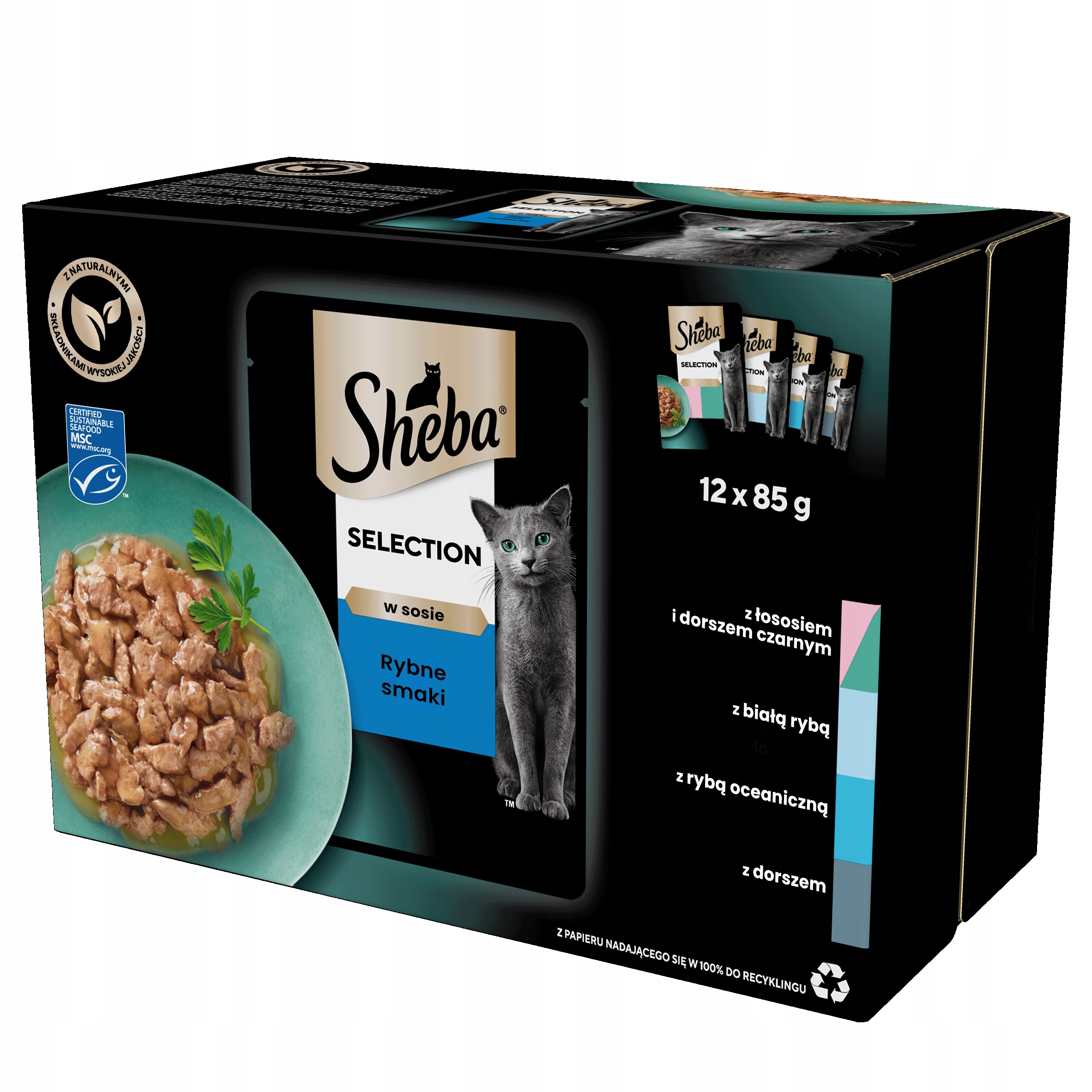Sheba Selection Rybne Smaki mokra karma dla kota w sosie saszet 3opx12x85 g