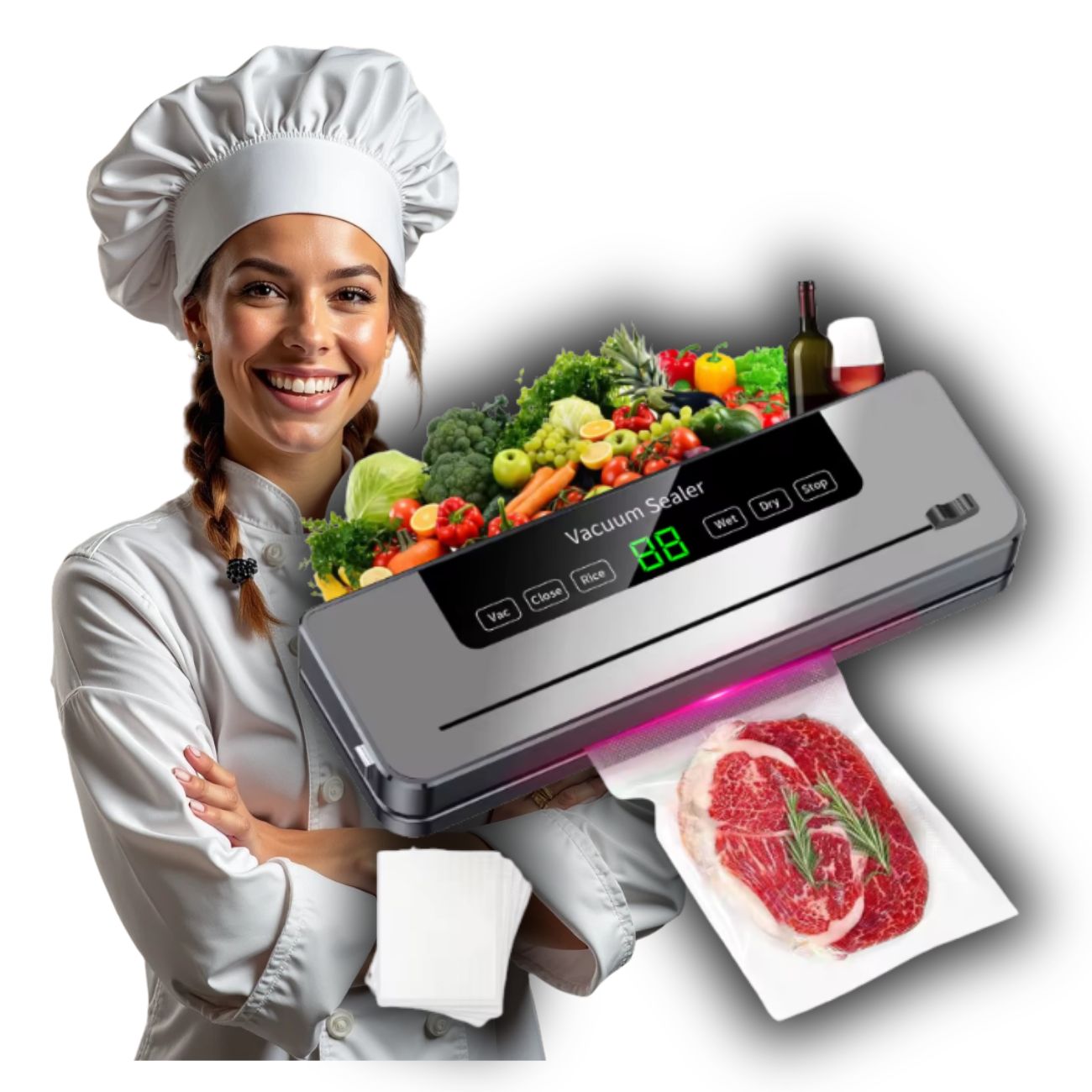 Vakuová Svařovačka Pro Suché I Mokré Potraviny 120 W Vakuové Fólie