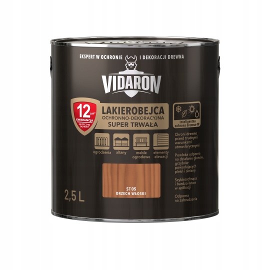 Vidaron Lakierobejca Ochronno-Dekoracyjna Trwała Orzech Włoski 2,5L