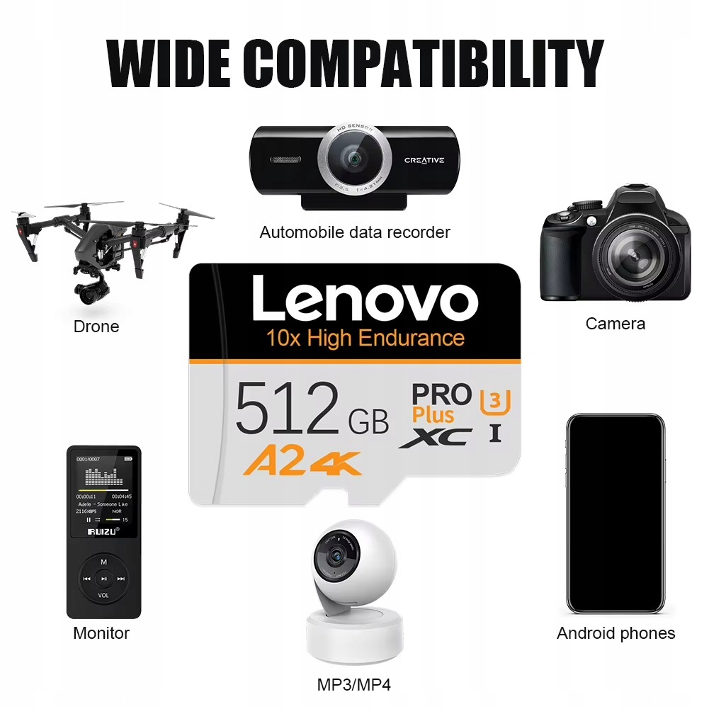 Paměťová Karta U3 Micro Sd Sdxc 128GB Lenovo Pro Plus Memory Card adaptér