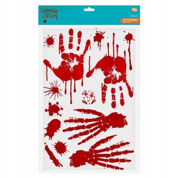Ozdoby Halloween ślady krwi dłonie krew czerwone straszne naklejki Godan Kod producenta PF-NSKS