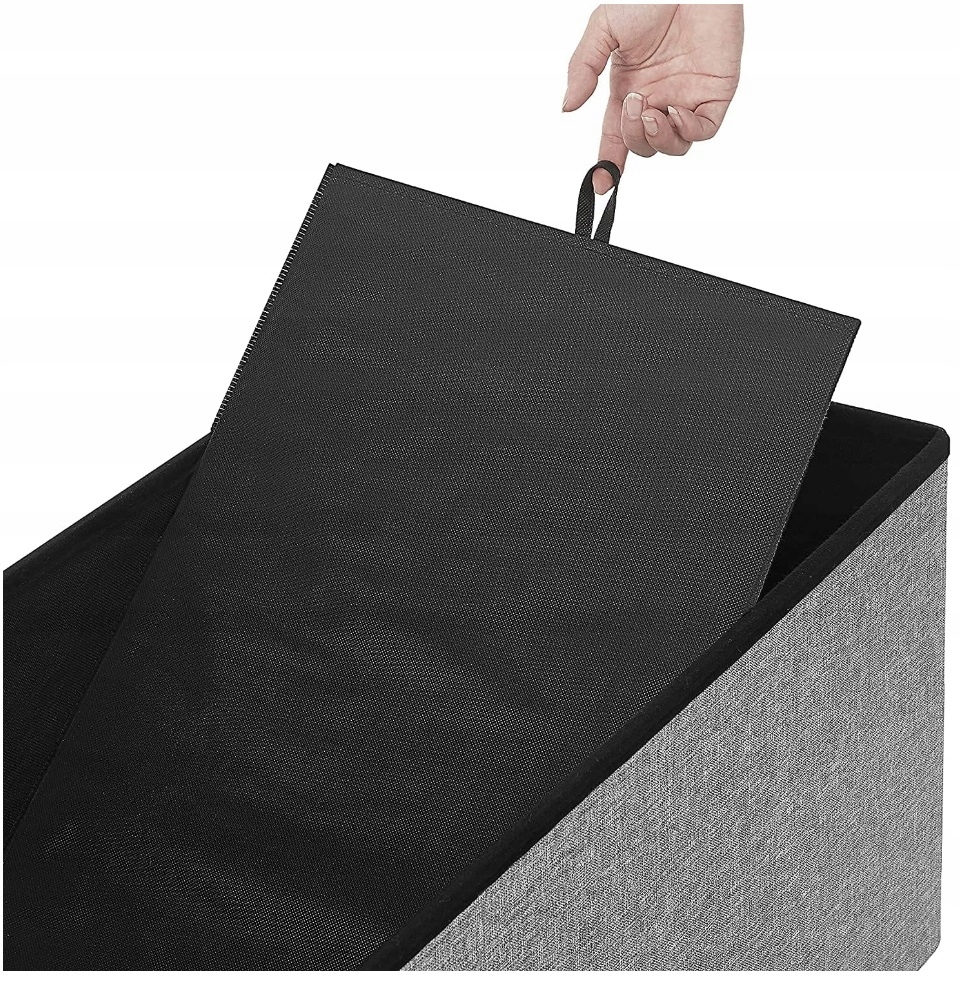 SZARA PUFA ZE SCHOWKIEM SKŁADANA SKRZYNIA ŁAWKA SIEDZISKO TAPICEROWANA XXL Szerokość mebla 76 cm