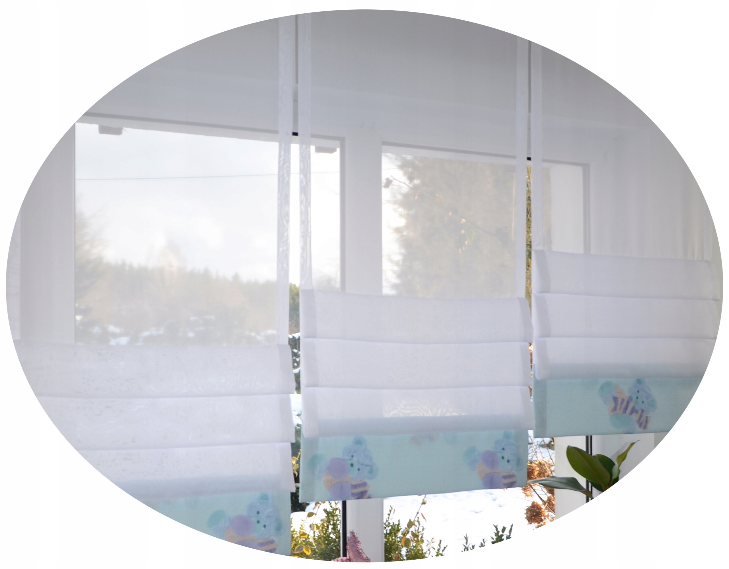 Panel jako římská roleta modrý Medvídek 3D voál záclona šířka 50 cm/120 x 1 Ks