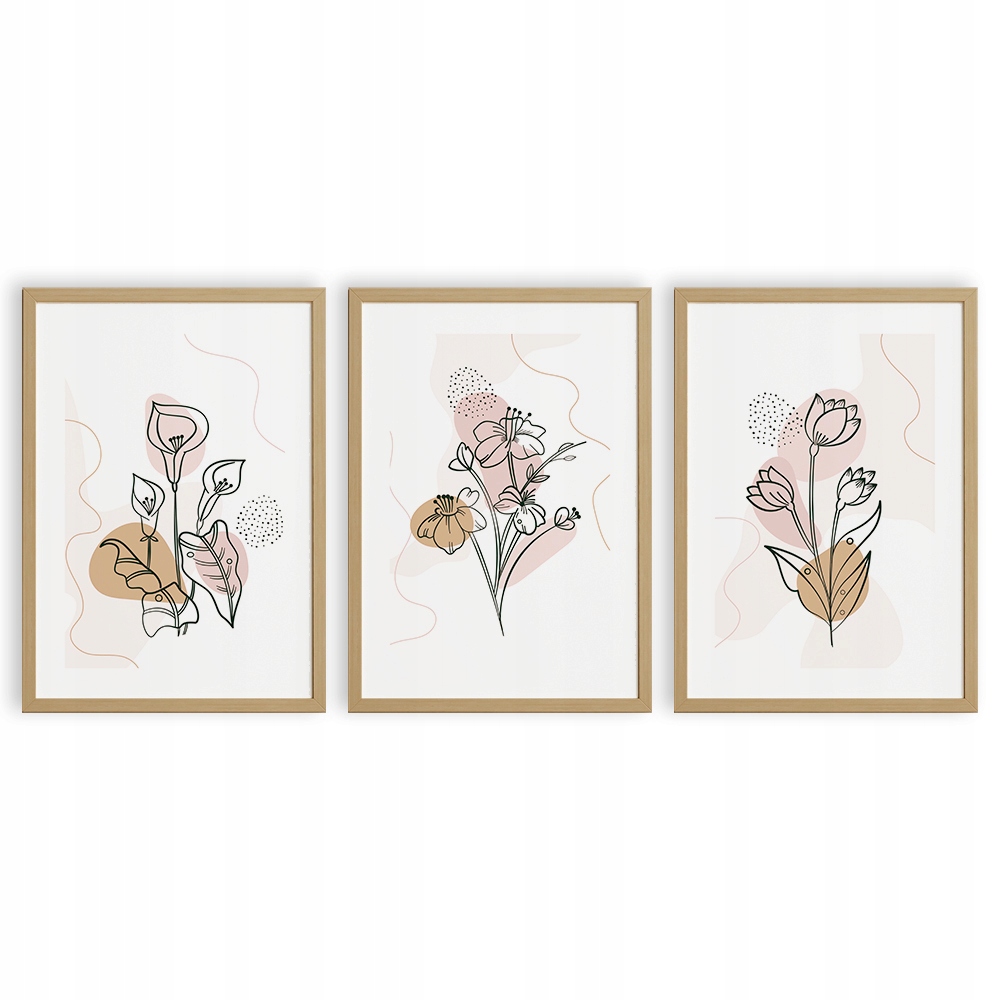 

Plakat Obraz A3 Zestaw Tryptyk Kwiaty Abstrakcja