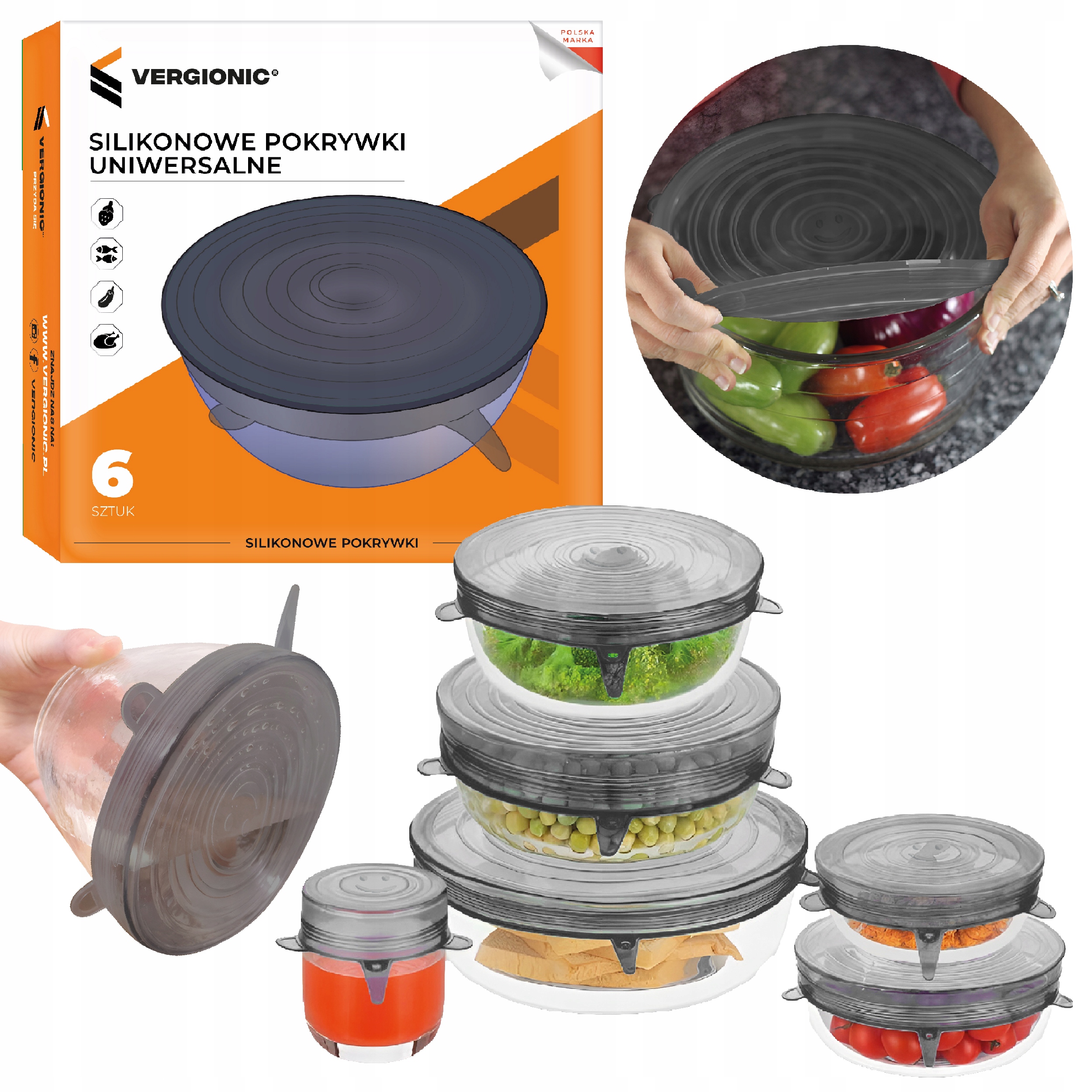 

Silikonowe pokrywki uniwersalne 6 szt.