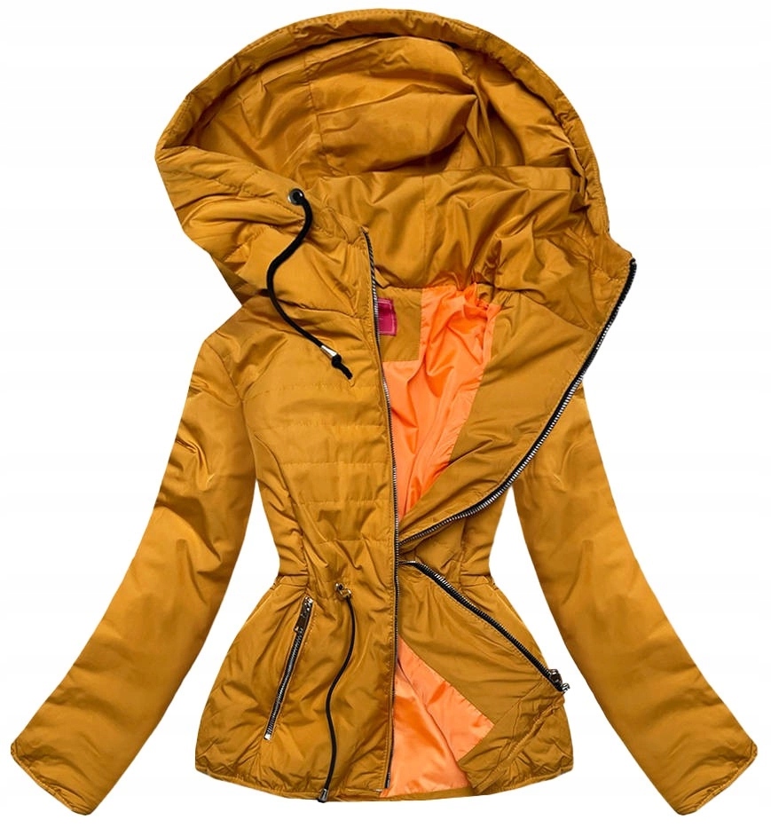 Tenká Bunda S Kapucí M168 Žlutá, Velikost XL (42)