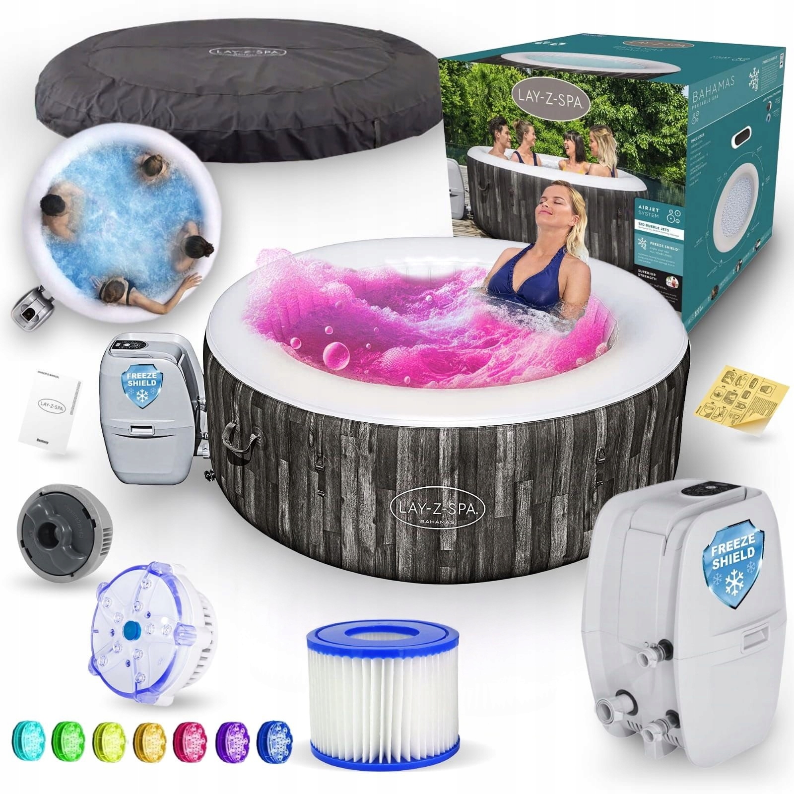 Spa ogrodowe Bestway 60005 Lay-z-spa Bahamas Led kompletny zestaw