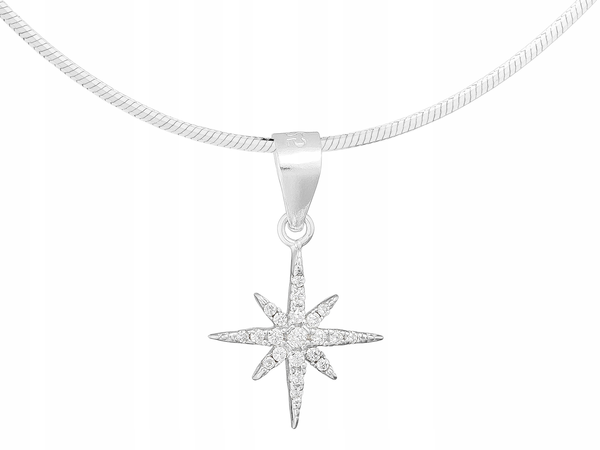 Dlouhý stříbrný dámský náhrdelník Malá hvězdička s zirkony Ankr Stříbro 60