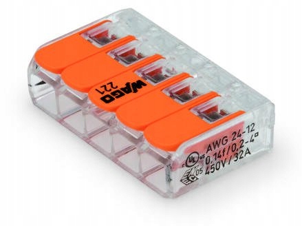 

Szybkozłączka kostka Wago 5x 0,08mm-4mm 221-413
