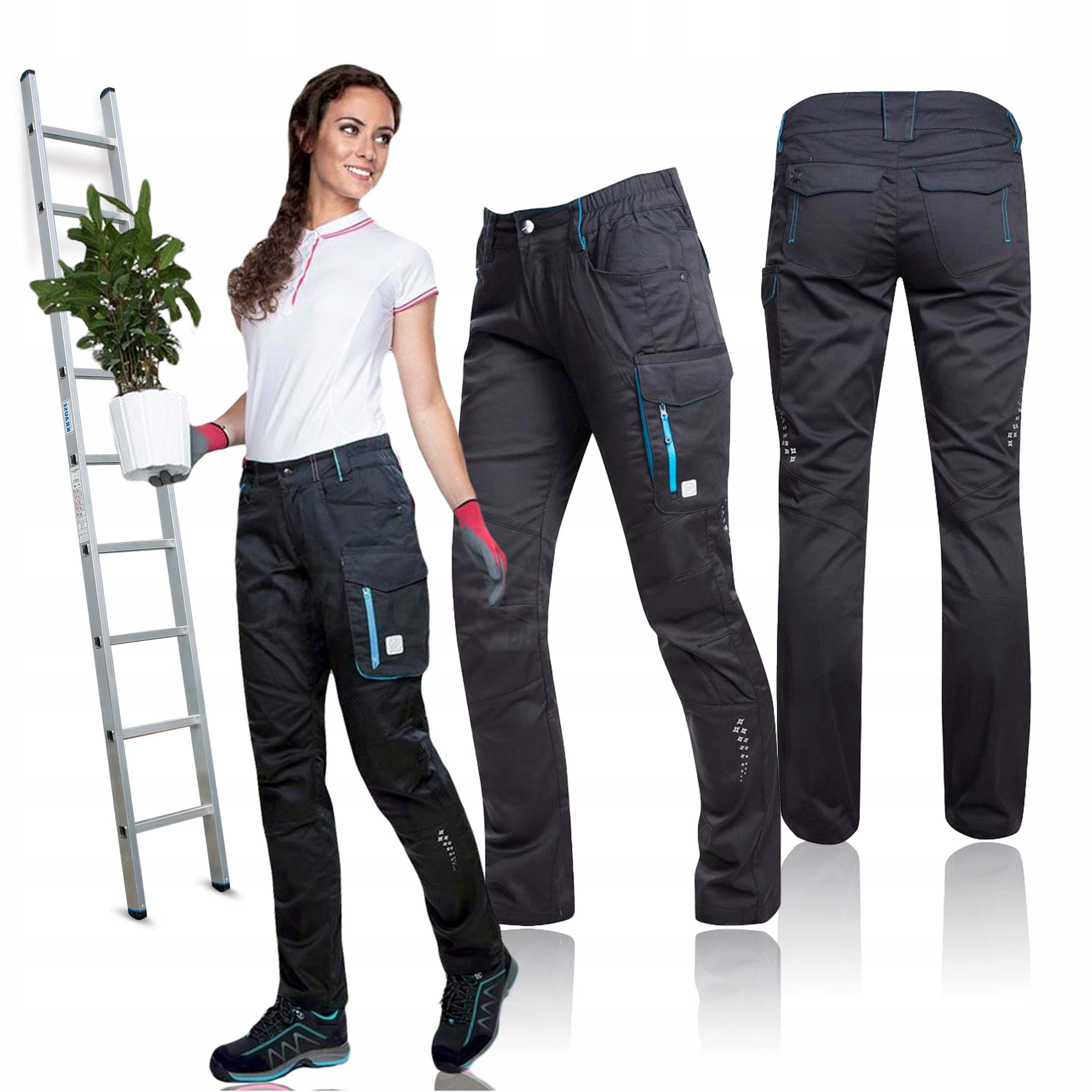 Dámské pracovní kalhoty do pasu Elastické Slim Fit Ardon Floret H6302 vel. 38