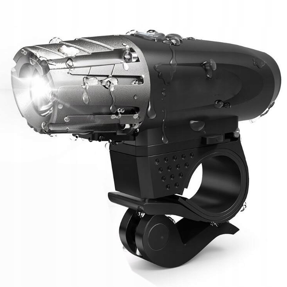 LAMPKA ROWEROWA LED PRZEDNIA NA ROWER USB 4 TRYBY ŁADOWANIE USB UCHWYT