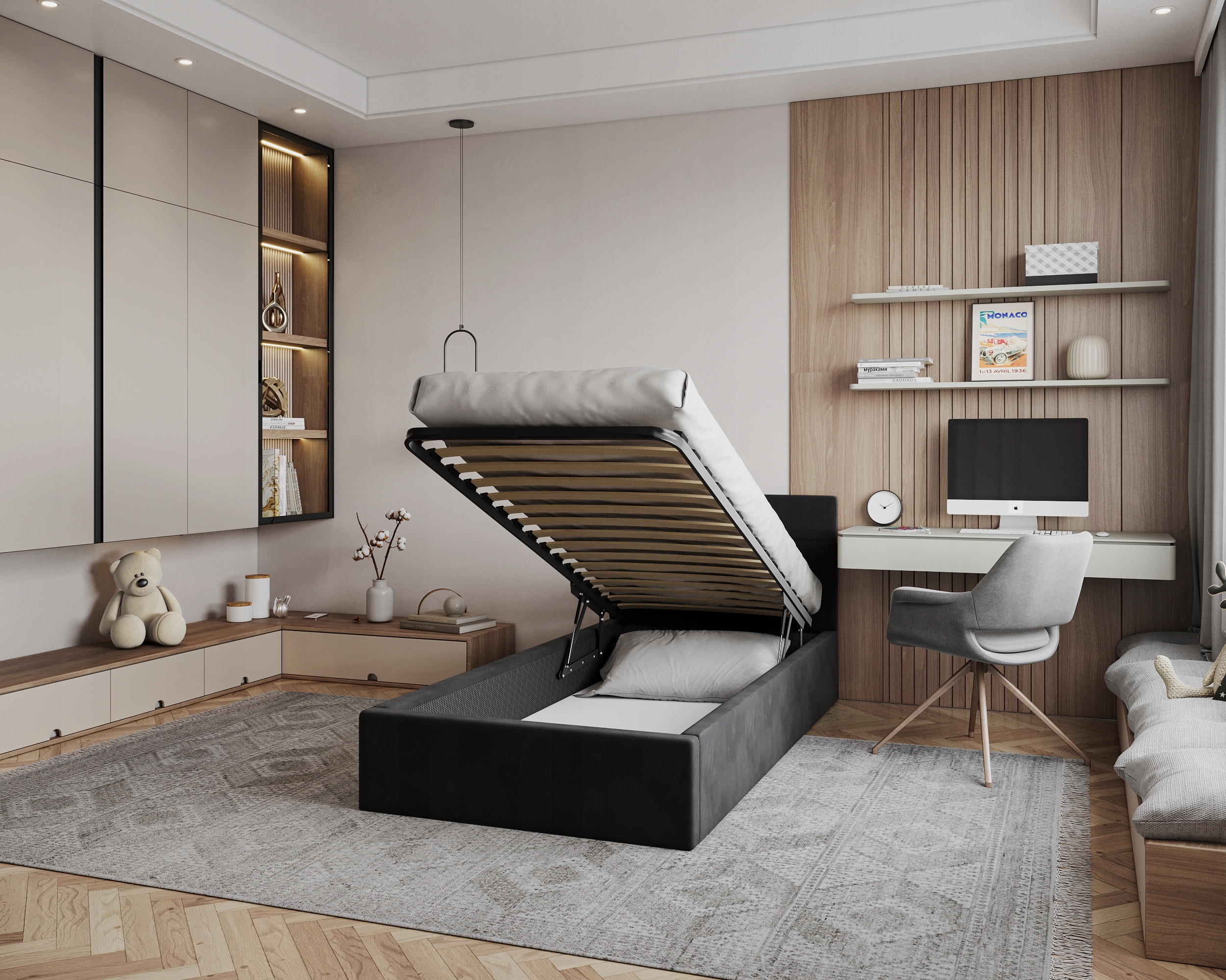 Čalouněná postel 90x200 kovová konstrukce Vegas