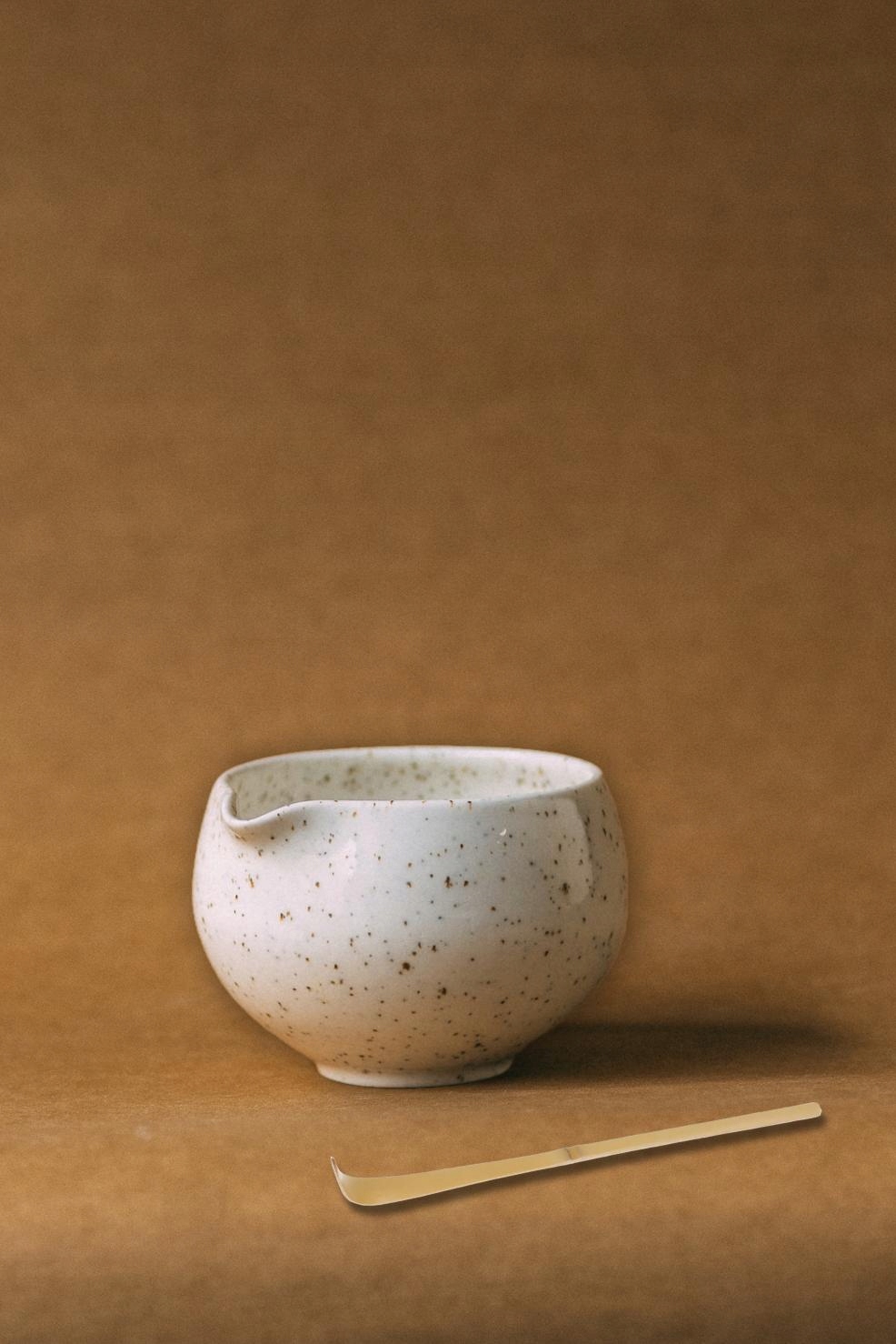 Miseczka Matcha Biała zestaw bambusowa łyżeczka do matchy