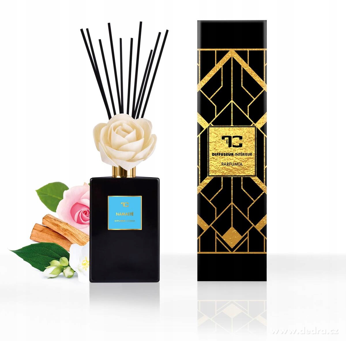 Levně Difuzér s květinou & tyčinkami Parfumia, Namasté, 500 ml