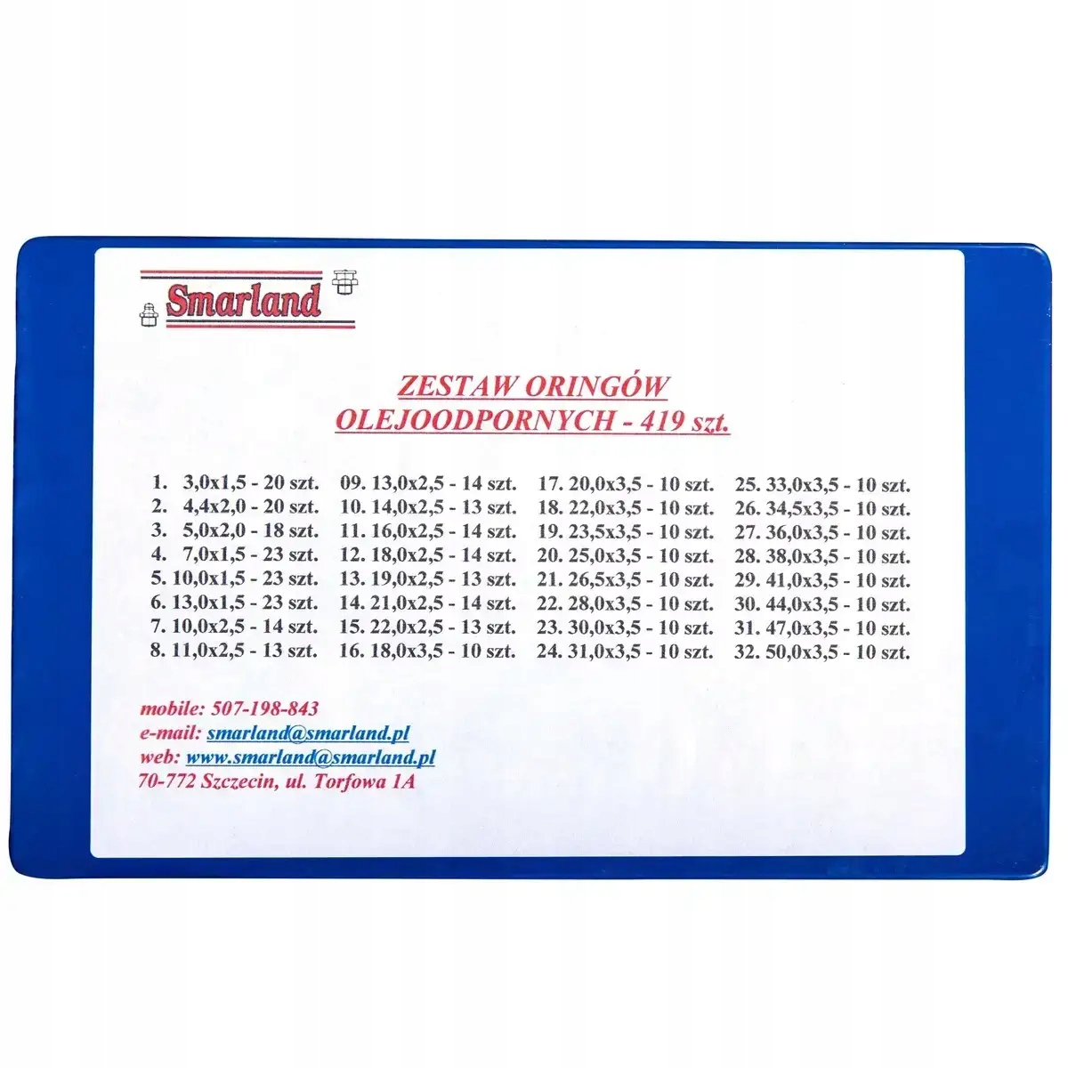 ZESTAW GUMOWYCH ORINGÓW USZCZELEK OLEJOODPORNYCH