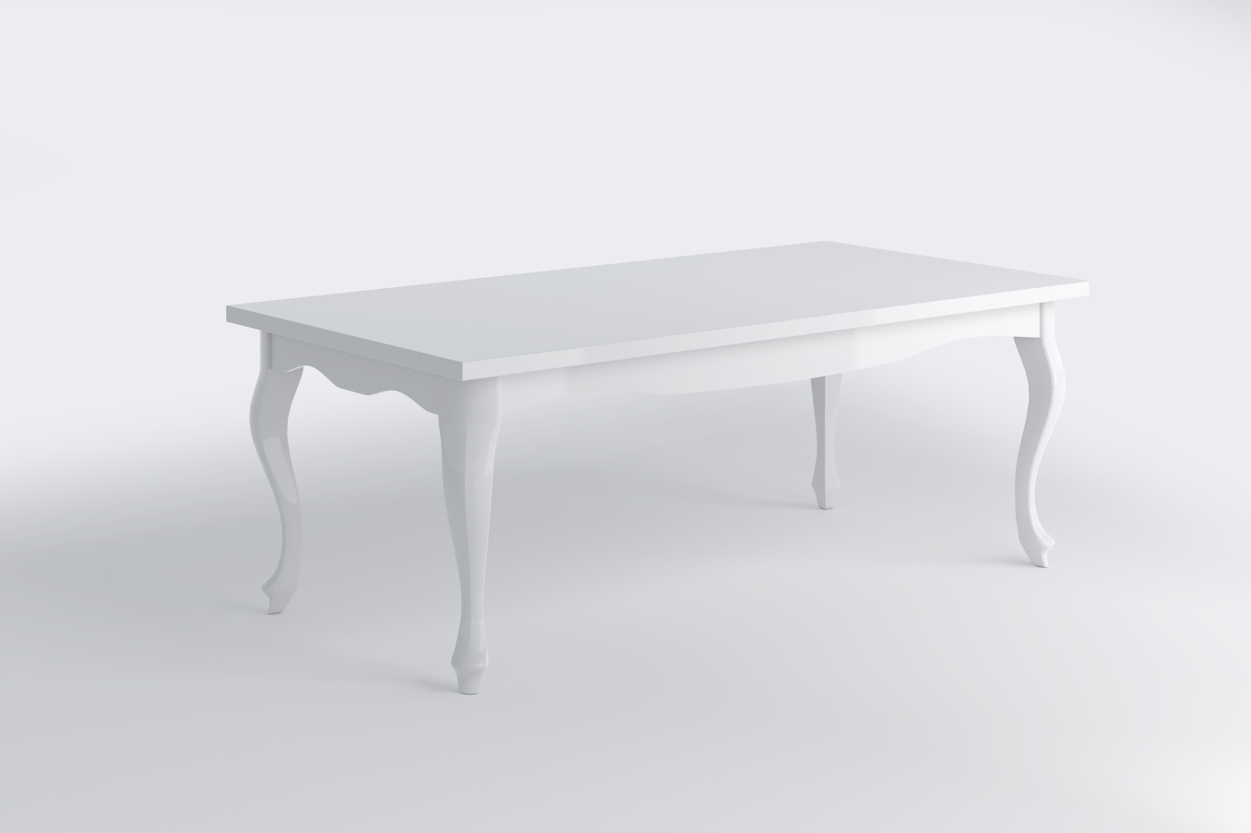 Stół glamour zdobiony biały połysk nogi ludwik