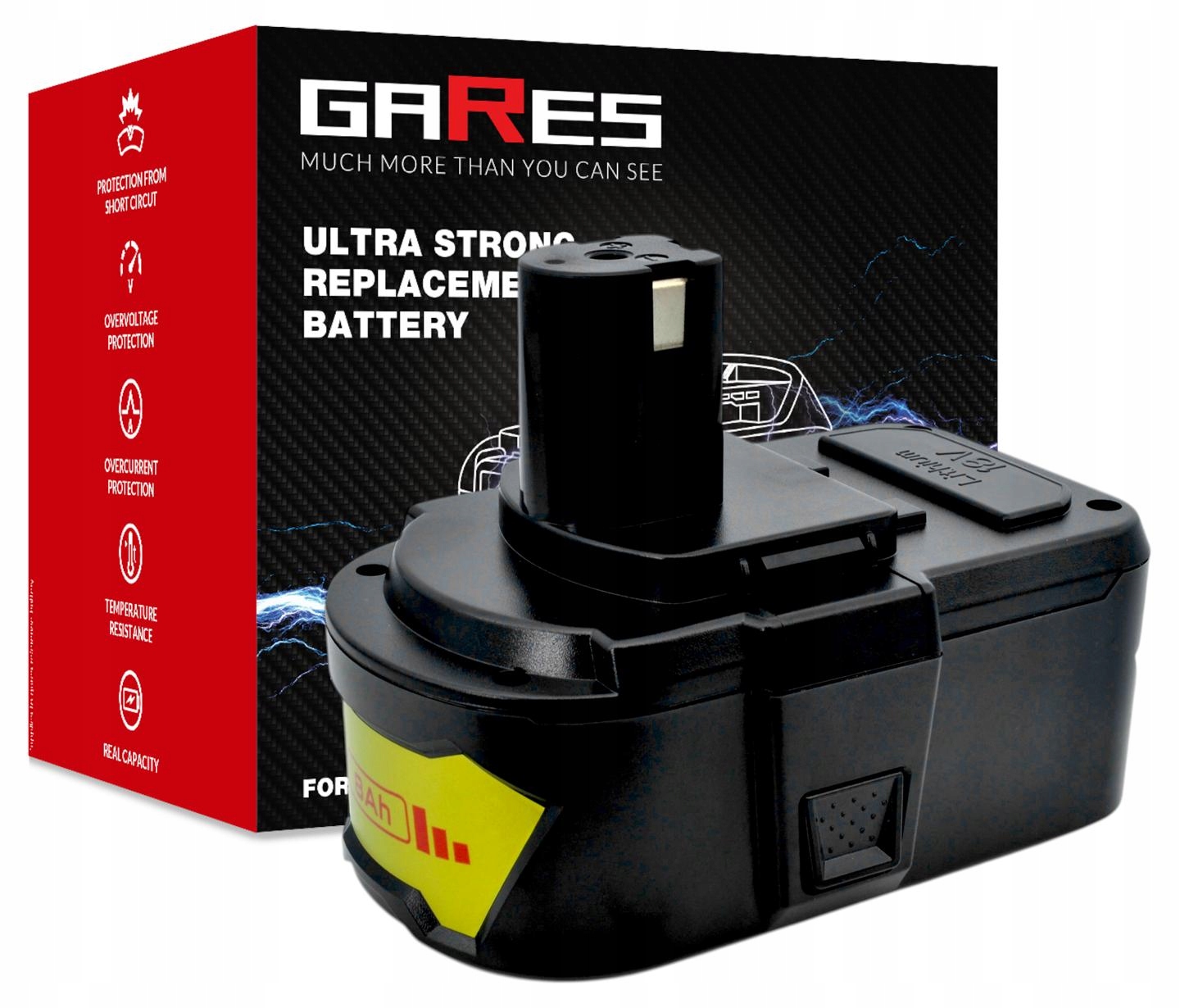 Akumulátor Gares pro Ryobi One+ OPT1845 R18HW OHT1850X 18V 8Ah 21700