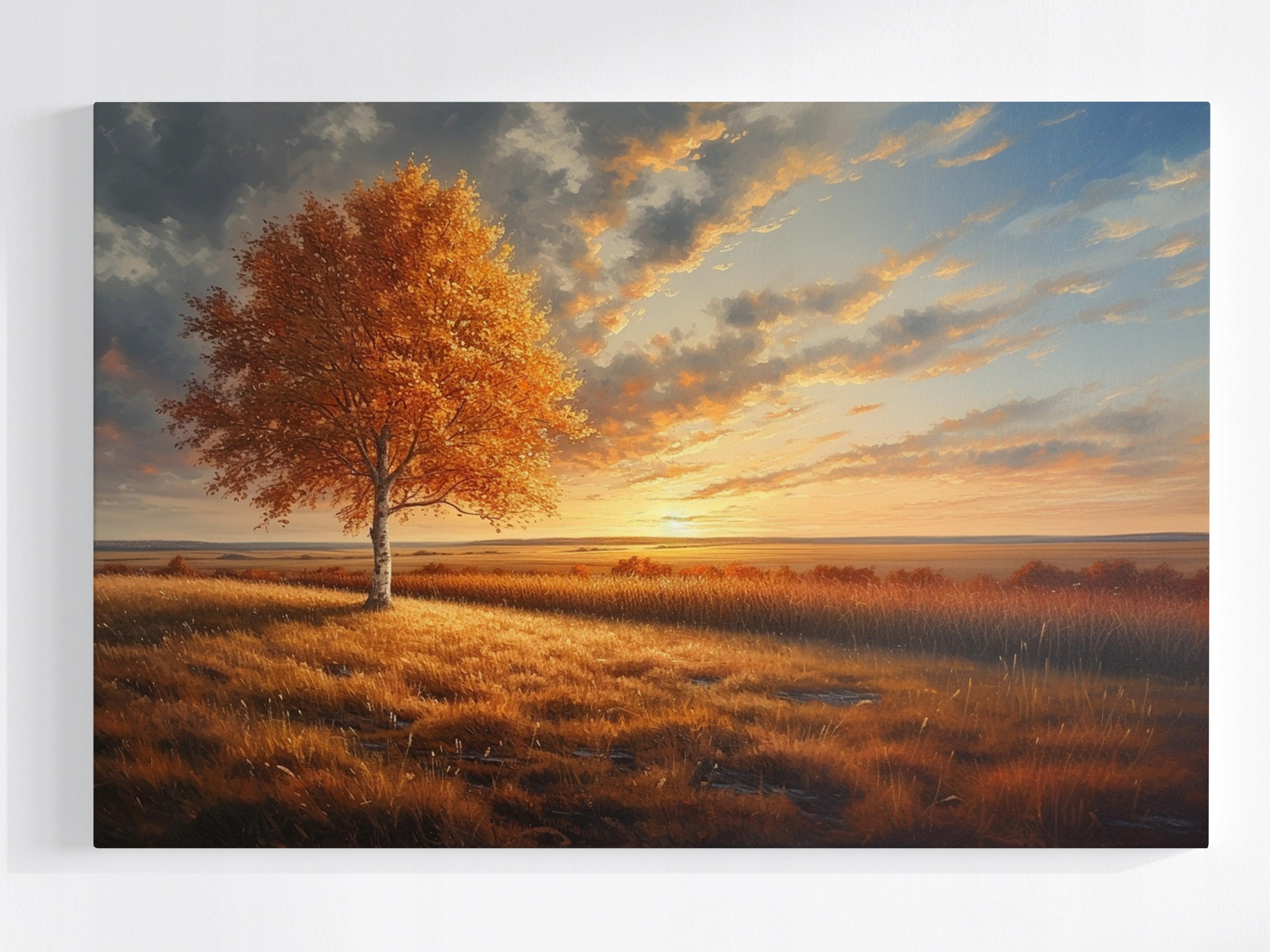 Obraz Na Plátně Canvas Krajina Dřevo Bříza Podzim Slunce Západ 120x80