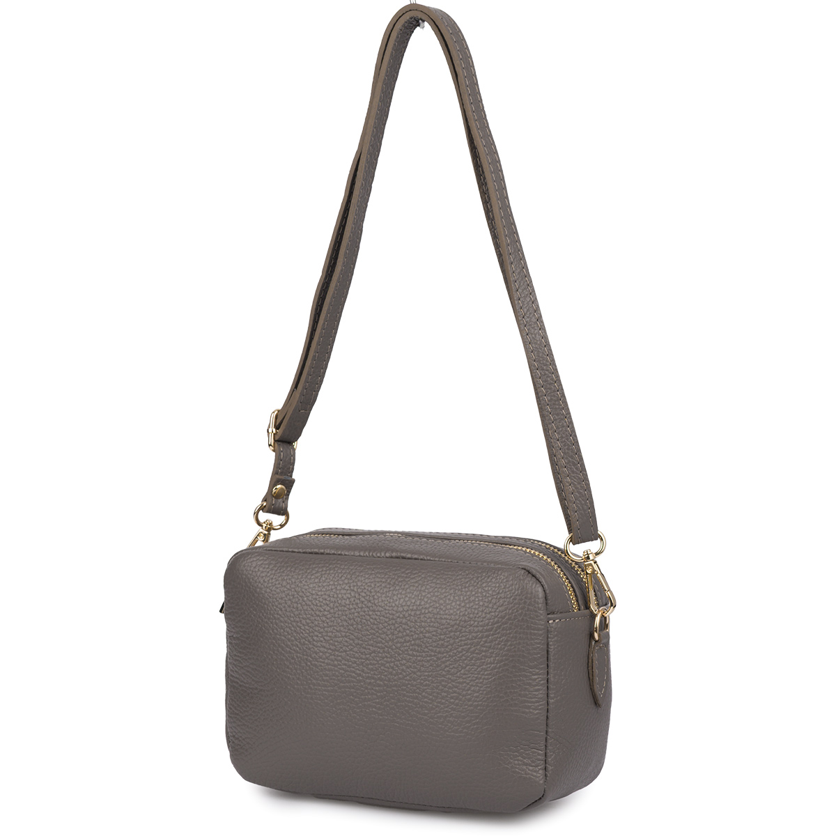 Kožená dámská kabelka přes rameno prostorná, zlatá, dvoukomorová Vera Pelle