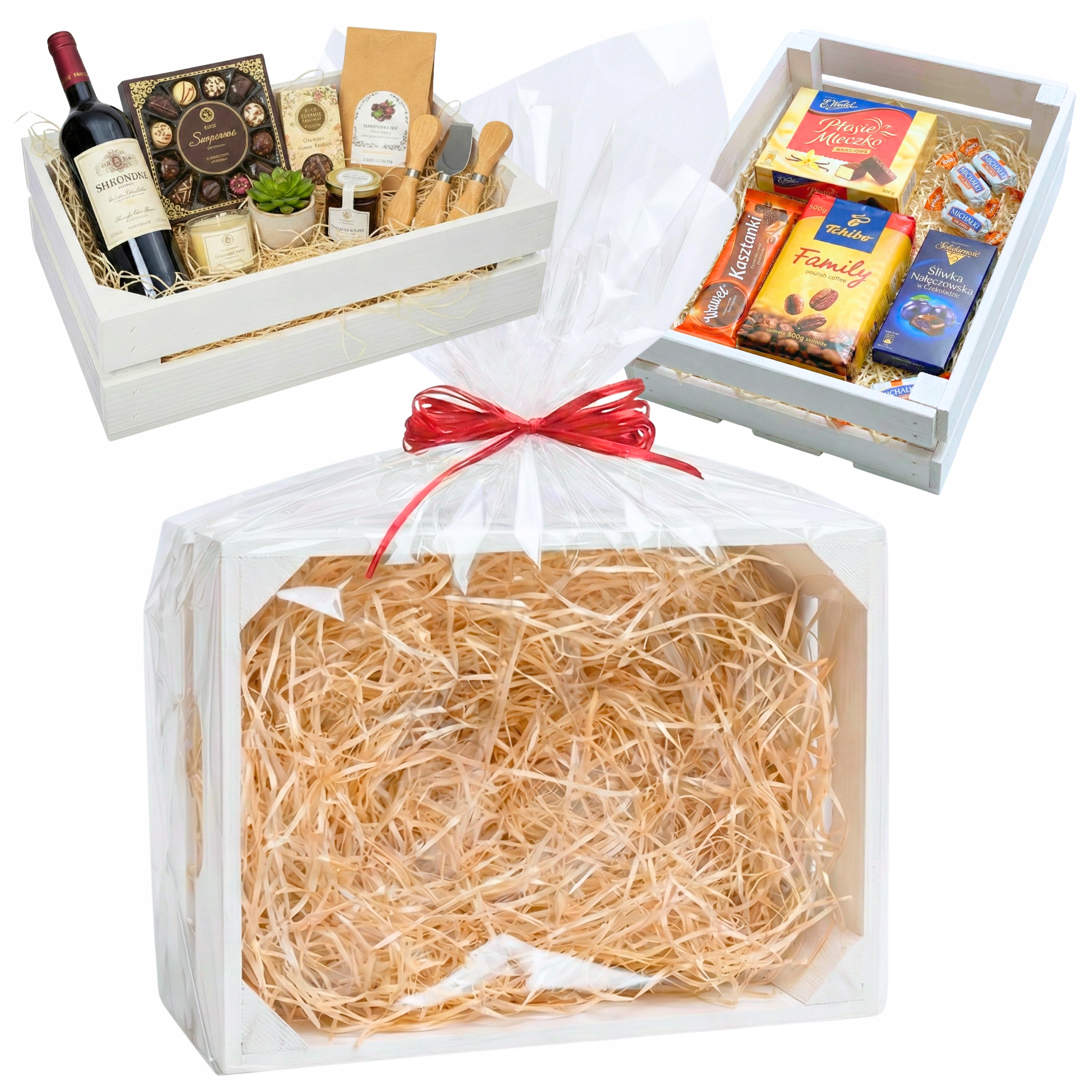 Dárkový košík Koš Bílý Sada Prázdná krabička Dřevěná krabička na Dárek