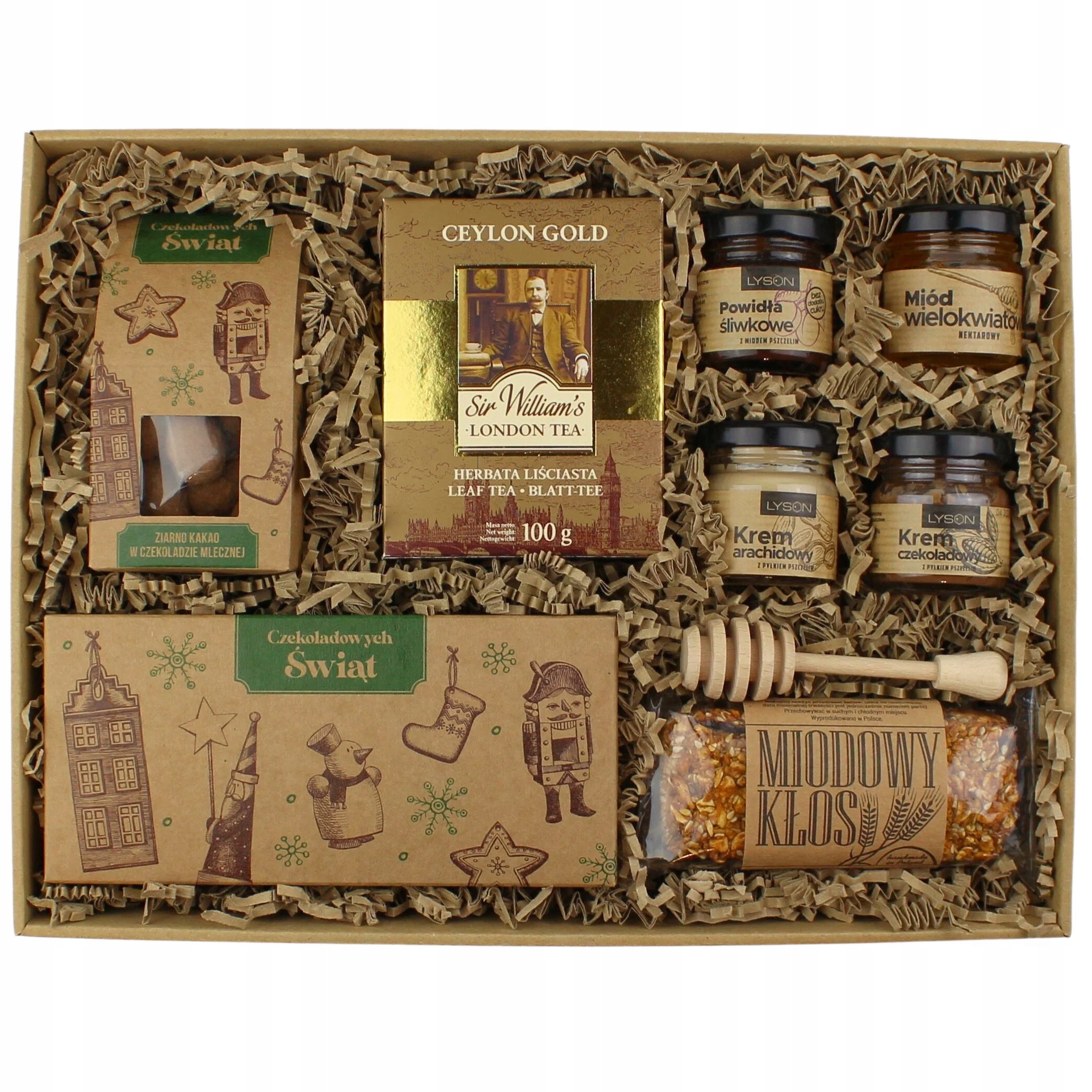 Levně Dárková krabička, dárek k Vánocům – čaj, čokoláda, krémy, med