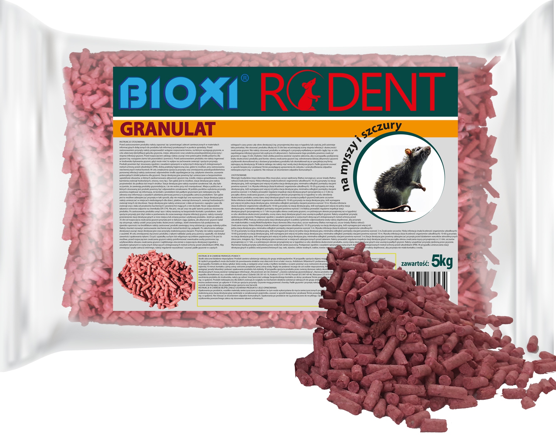 

5kg Granulat Na Myszy Szczury Trutka Bioxi Rodent