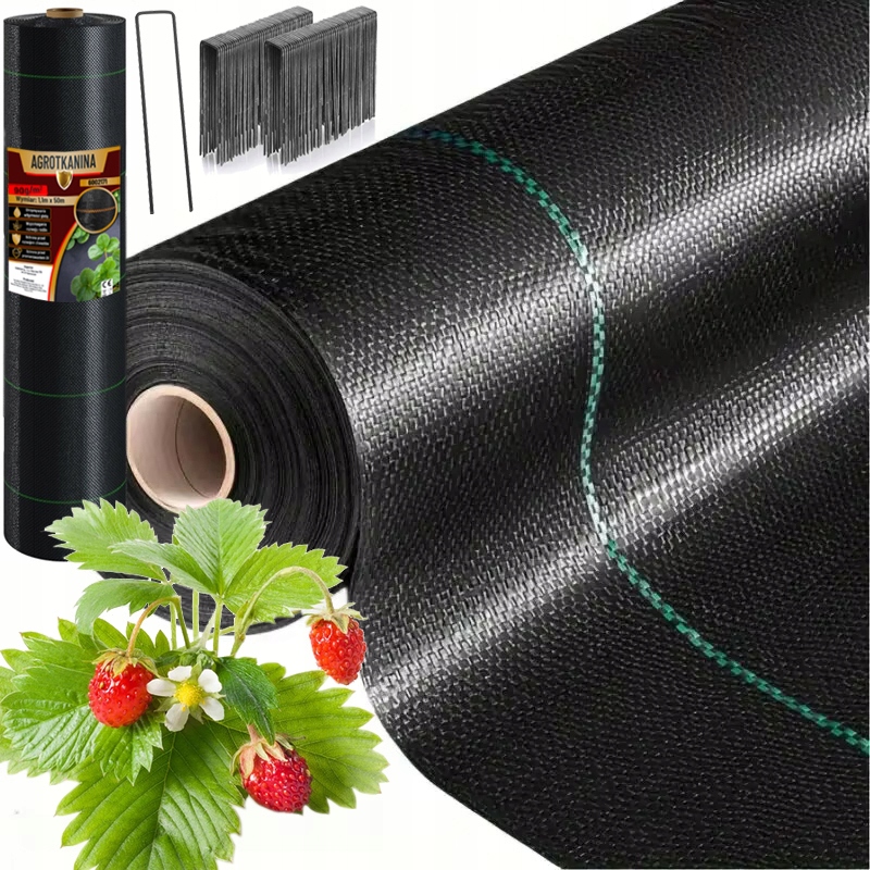 Agrowłóknina 1,1x50m 130g/m² Agrotkanina Kotwy Czarna Uv Ogród Chwasty