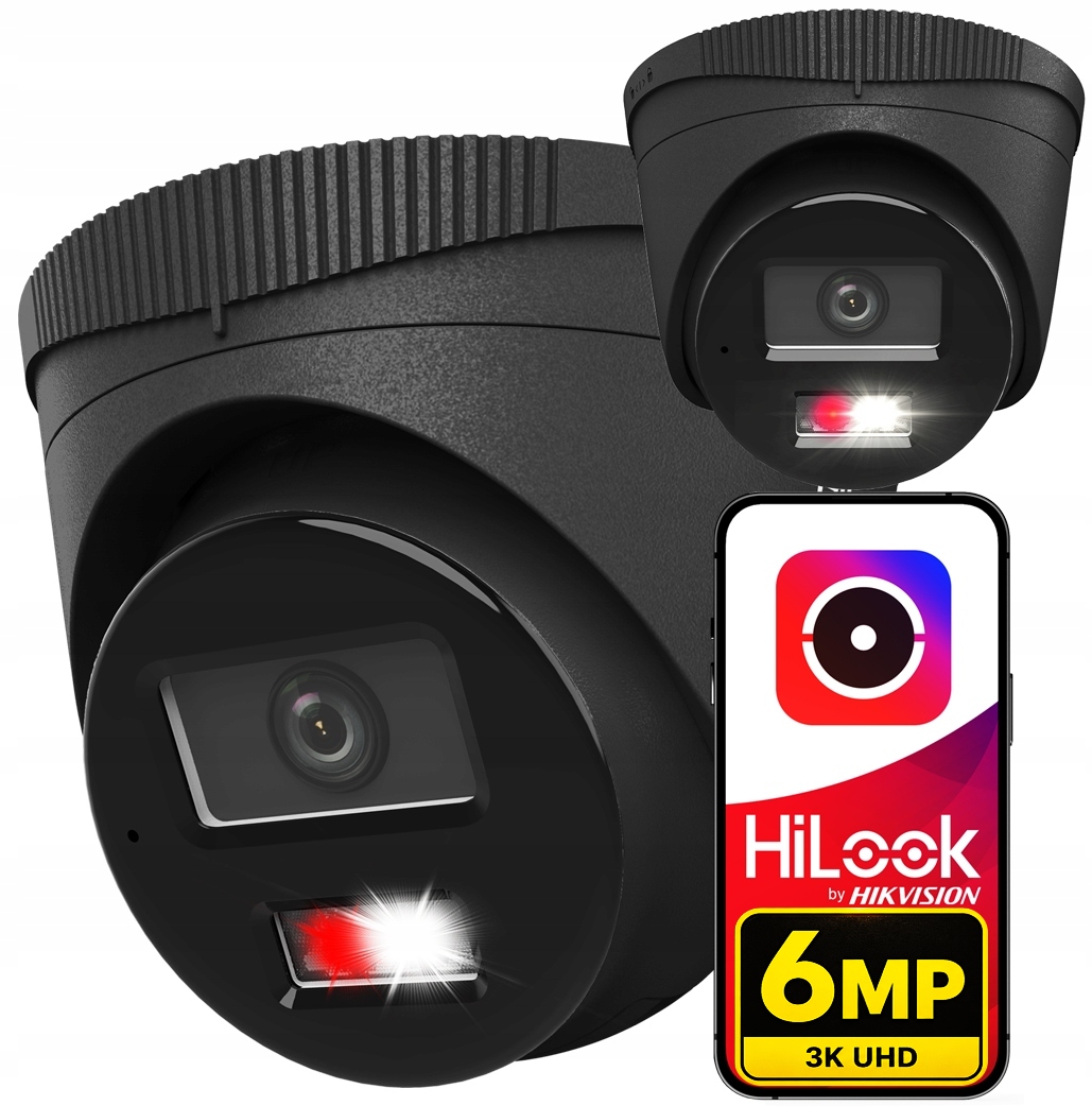 Ip kamera 6MP HiLook od firmy Hikvision Black PoE Venkovní Ai detekce mikrofonu