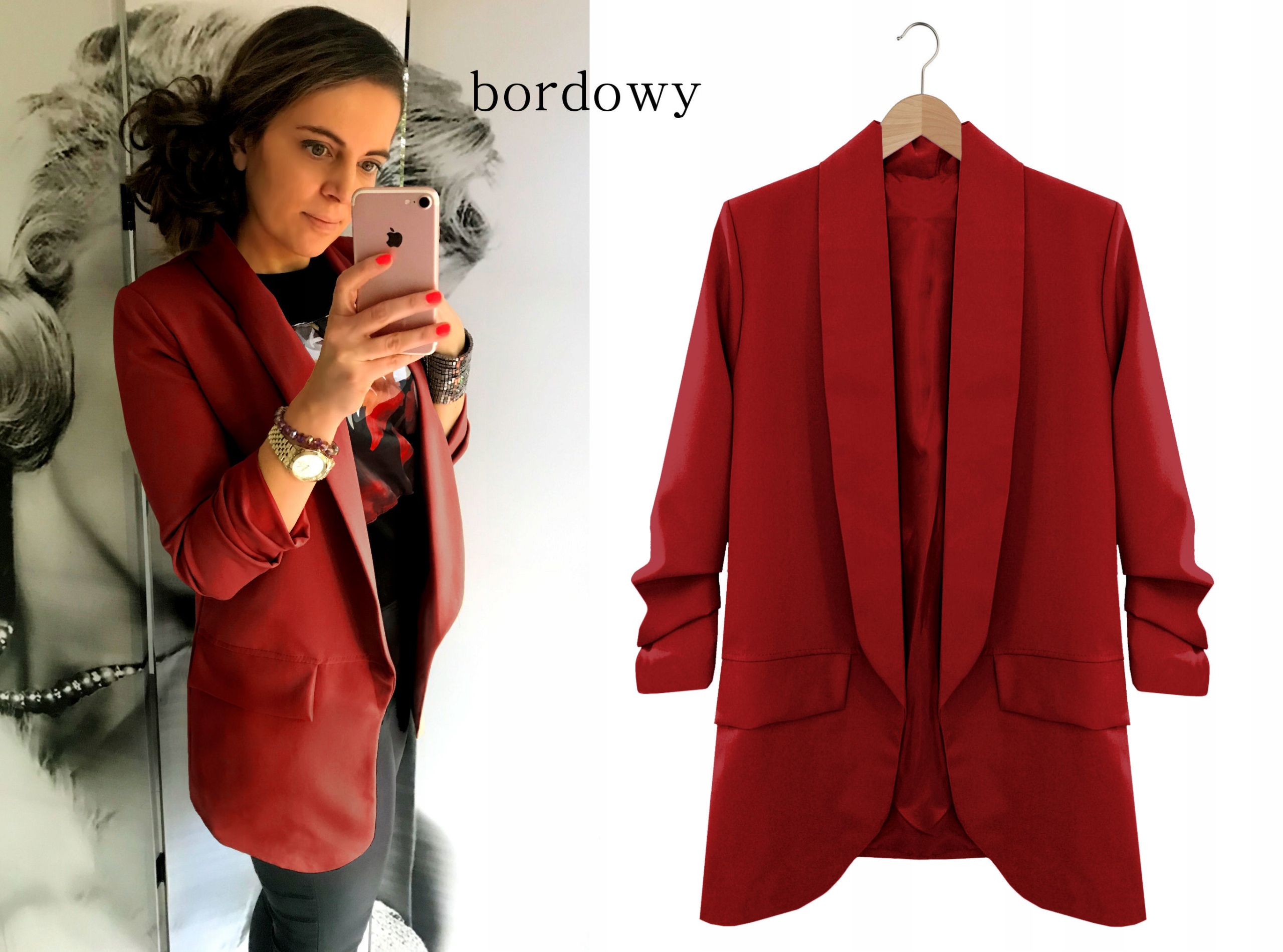 MARYNARKA drapowane rękawy ŻAKIET CAMEL XXL/3XL Linia plus size (duże rozmiary)