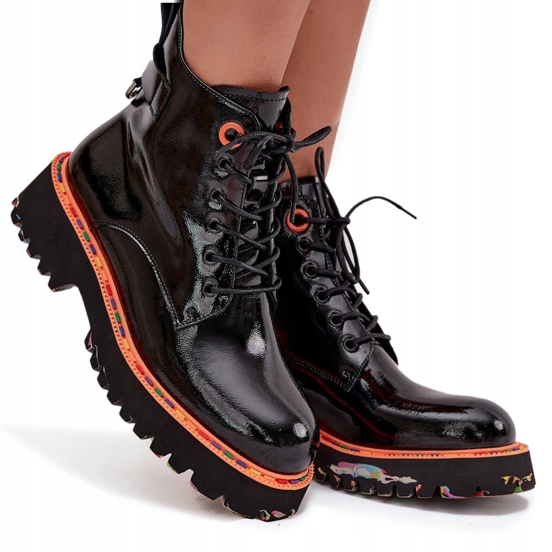 Dámské Kotníkové Boty Lakovaná Zateplená Kůže Se Zipem ARTIKER57C0061 Černé 39