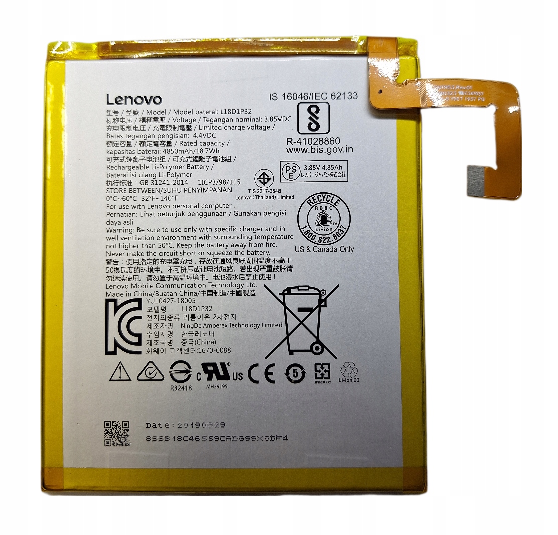 Oryginalna Bateria L18D1P32 Lenovo Tab M10 Hd TB-X306 TB-X505 TB-X605