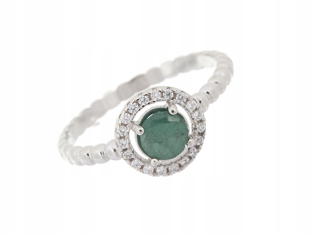 Rhodiem Pokovaný Prstýnek Vel .16 Přírodní Smaragd