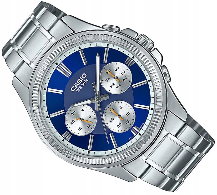 Elegantní Pánské Hodinky Casio MTP-1375PD-2A1VEF Modré S Multidátem 44 mm