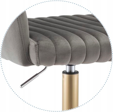 Szary Obrotowy Fotel Biurkowy Velvet - Elegancki i Wygodny Design Głębokość mebla 49 cm