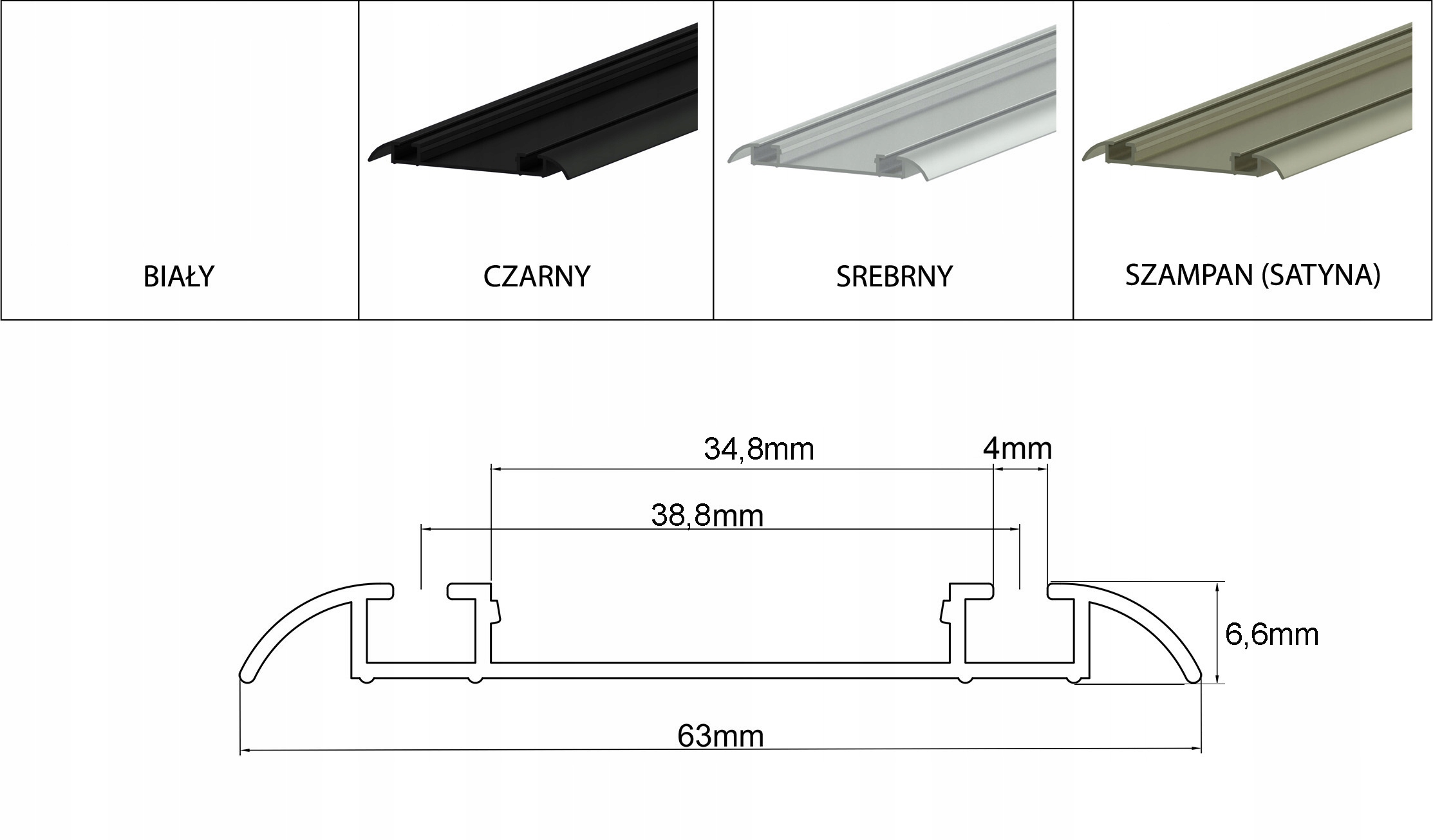 Prowadnica szyna podwójna srebrna EASY V 200cm Kolor srebrny