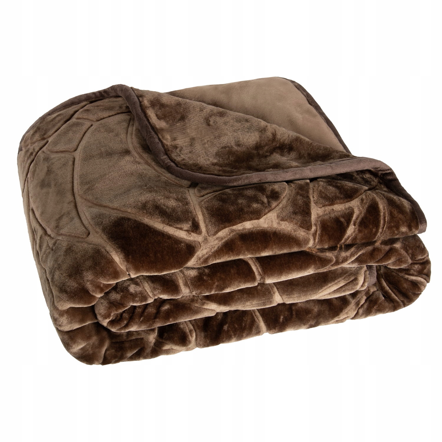 Koc Tłoczony 160x200 Akrylowy LIV brązowa Narzuta Na Łóżko Kapa