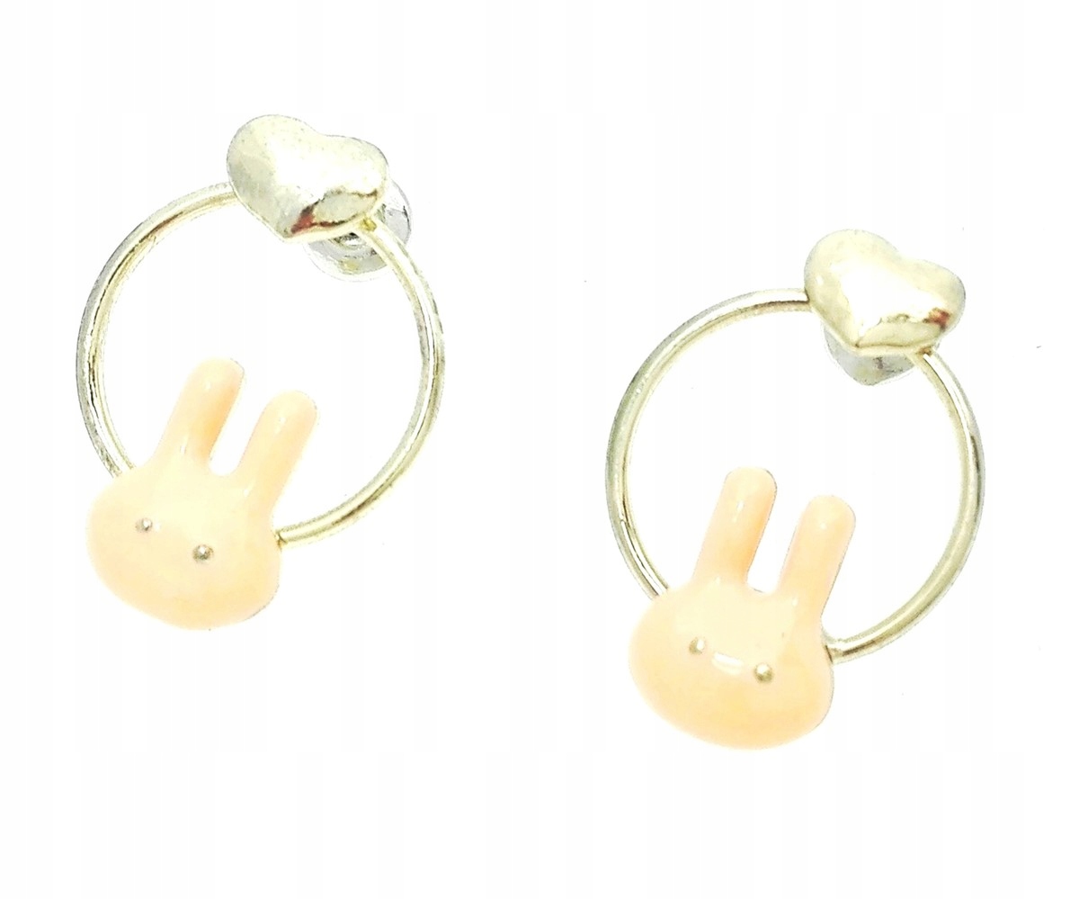 

Kolczyki króliczki, serduszka i koło łososiowe