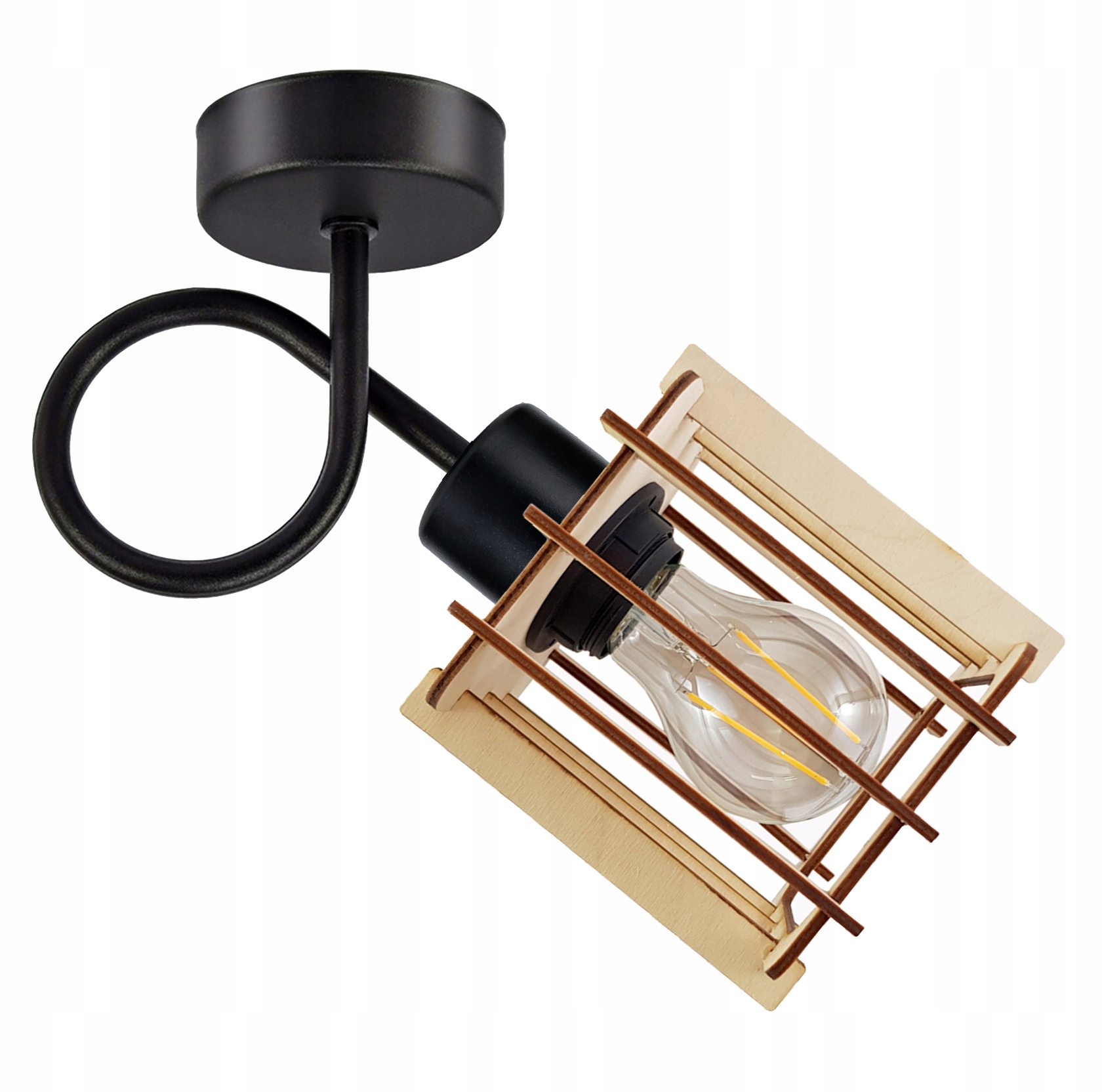 

Lampa Kinkiet ścienny E27 Plafon stały loft Drewno