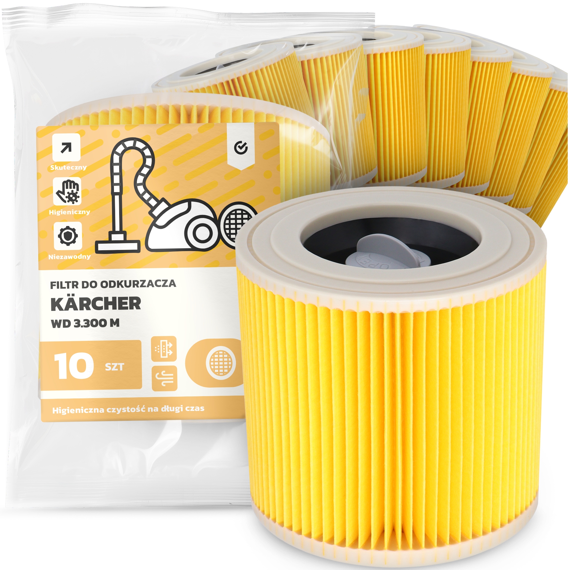 10 x Filtr Pro Vysavač Kärcher Wd 3.300 M Vzduch Výkonný Náhradník Em-w