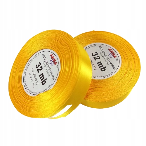 Wstążka Satynowa Tasiemka Żółta Słoneczna 25mm/32mb