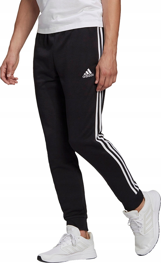 Pánské Kalhoty Adidas Essentials Tapered Cuff 3 Stripes Černé GK8831 r S